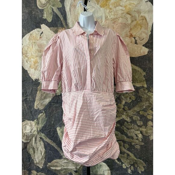 New Anthropologie Maeve Fitted Ruched Mini Shirt Dress Size Xl - Picture 6 of 9